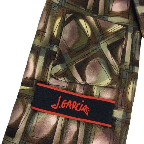 J Garcia Jerry Neck Tie Hieroglyphics 2007 Ltd Ed Brown Gold Collection 44 Silk - Picture 3 of 5